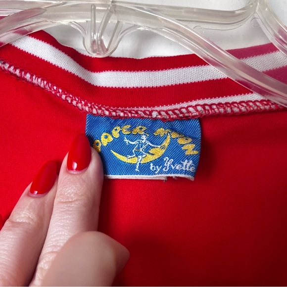 Vintage Paper Moon Red White Nautical Short Sleeve Romper S - Picture 2 of 3